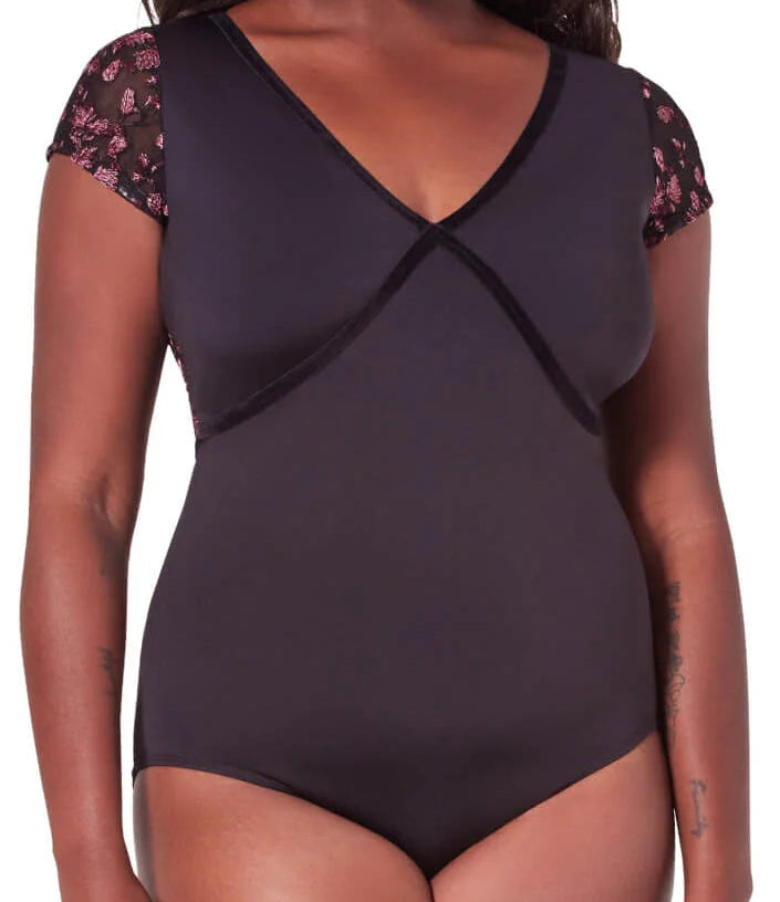 Capezio 'Ornate Romance Fascination Short Sleeve Mesh Leotard'