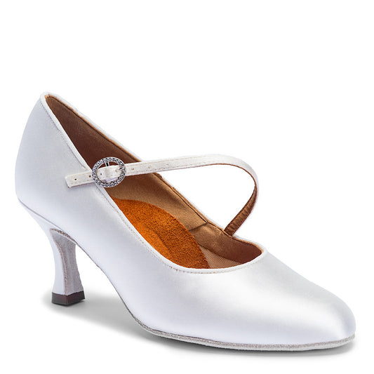 International Dance Shoes 'ICS RoundToe SingleStrap - White Satin'