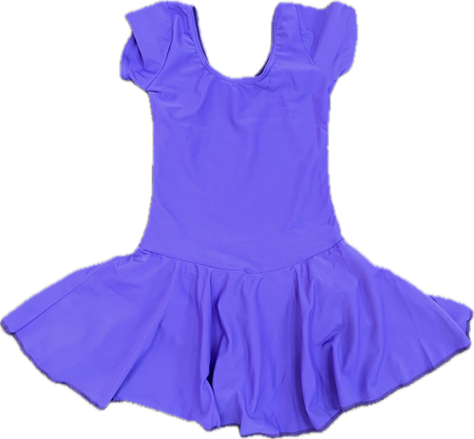 'Purple Capped Sleeved Skirted Leotard'