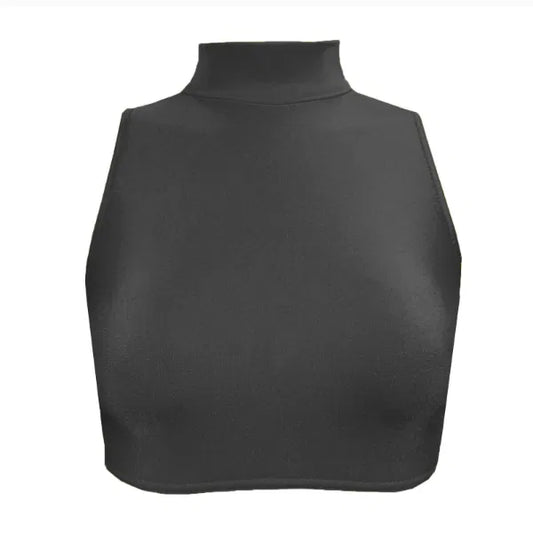 'Polo Neck Crop Top with a Keyhole Back- Nylon Lycra'