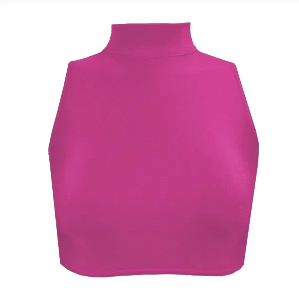 'Polo Neck Crop Top with a Keyhole Back- Nylon Lycra'