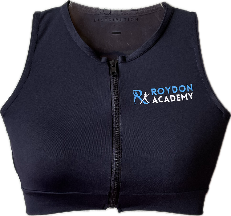 Roydon 'Black Zip Front Crop Top'