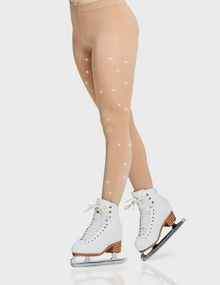 Rhinestone Applique Footed Skating Tights