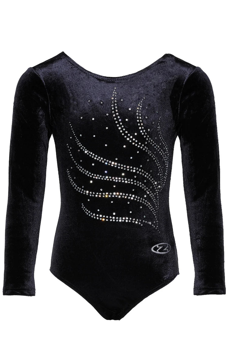The Zone 'Tiara Crystal Motif Long Sleeved Gymnastics Leotard'