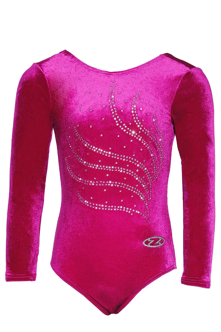 The Zone 'Tiara Crystal Motif Long Sleeved Gymnastics Leotard'