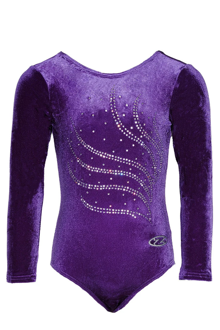 The Zone 'Tiara Crystal Motif Long Sleeved Gymnastics Leotard'