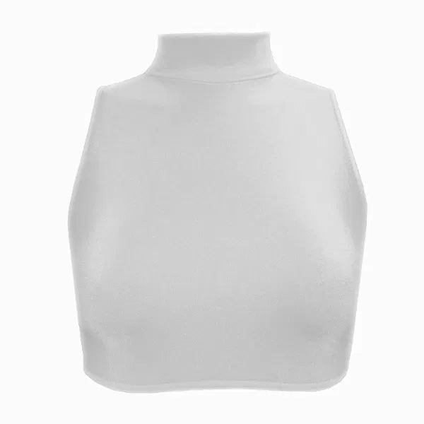 'Polo Neck Crop Top with a Keyhole Back- Nylon Lycra'