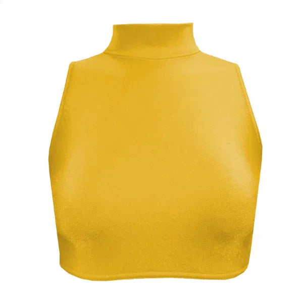 'Polo Neck Crop Top with a Keyhole Back- Nylon Lycra'
