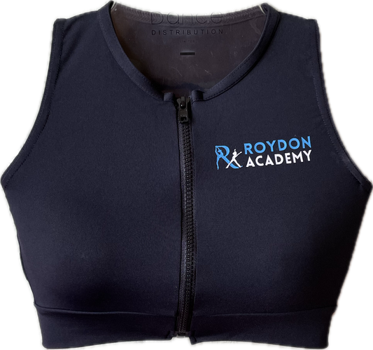 Roydon 'Black Zip Front Crop Top'